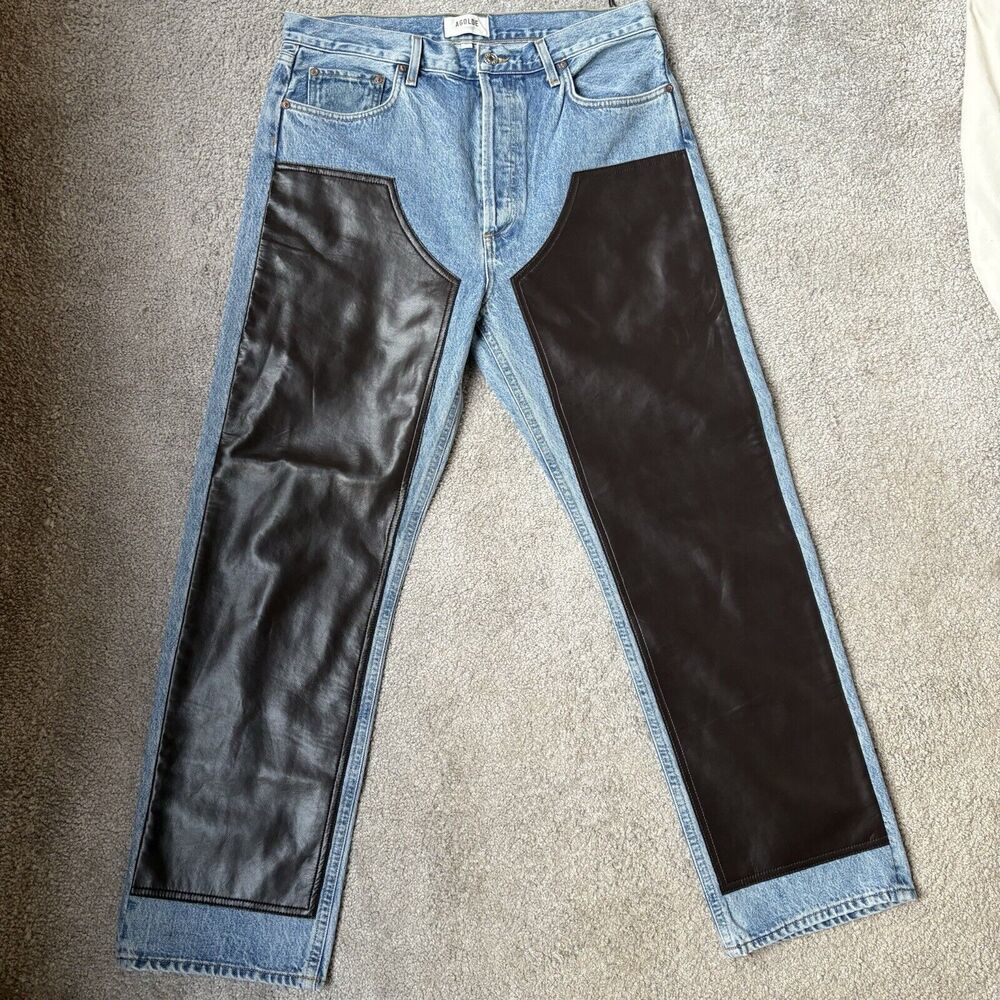 Agolde Blue and Black Straight Leg Jeans